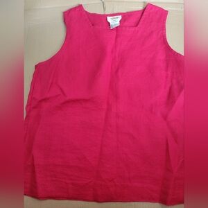 Talbots Women's 100% Irish Linen Sleeveless Square Neck Red Tank Top Size L